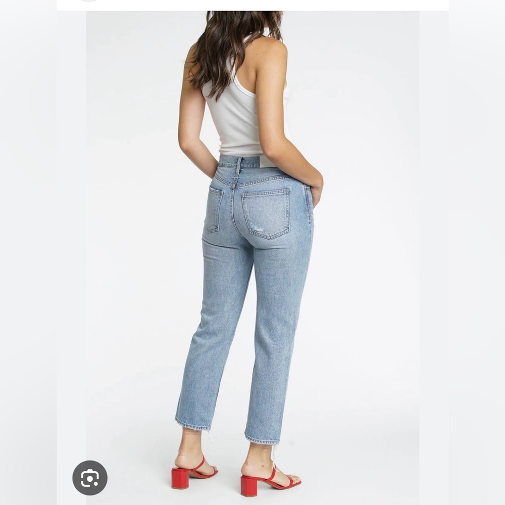 Pistola Charlie High Rise Straight Leg Jeans Denim Distressed Crop